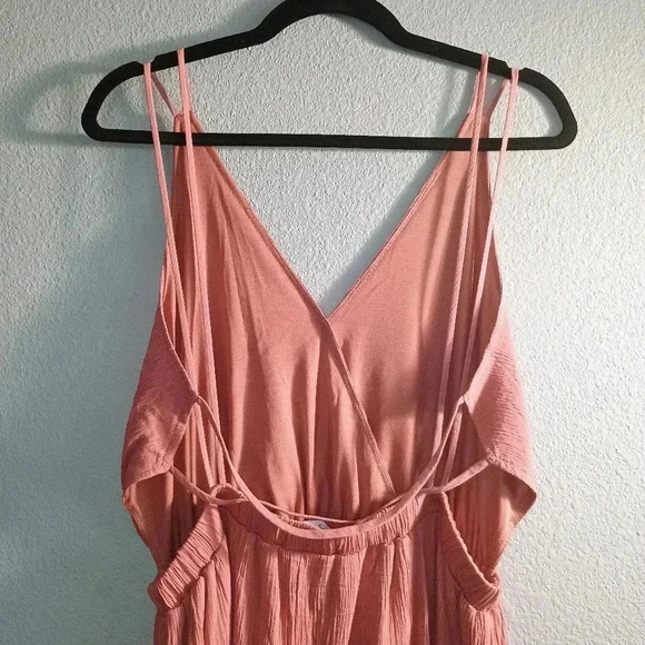 Lulus Maxi Dress Womens Medium Lost In Paradise Rusty Rose Strappy Back Slit - Picture 10 of 13
